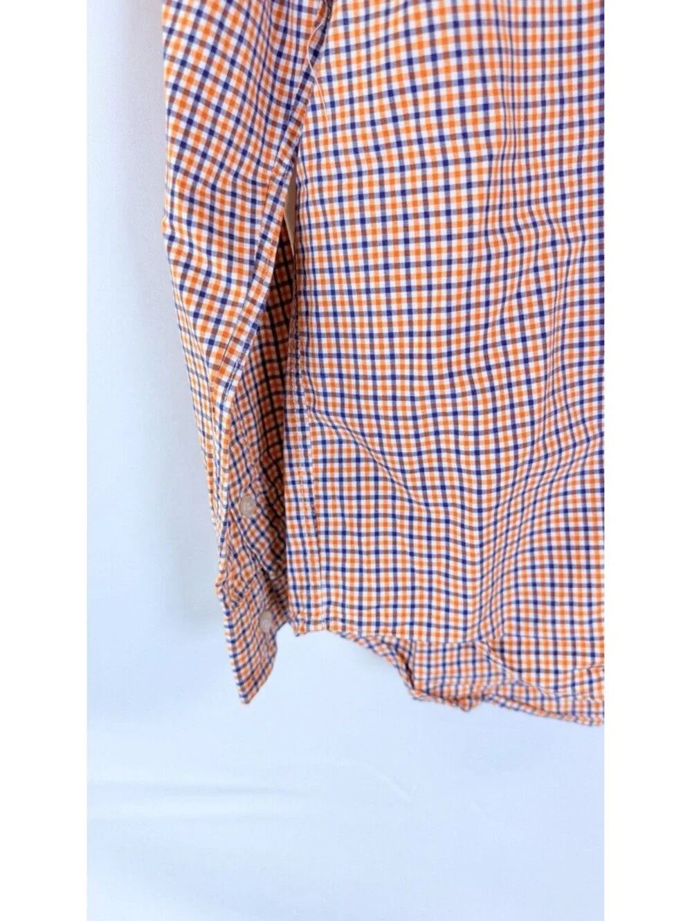 RALPH LAUREN Orange Blue Plaid Cotton Button Down Logo Shirt. Boys 7 Preppy